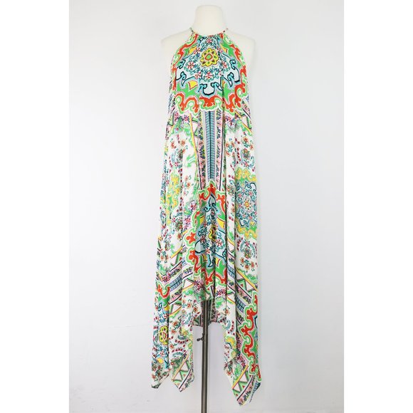 Anthropologie Ella Halter Maxi Dress Tunic Sleeveless Handkerchief Hem XS Small - Picture 4 of 9